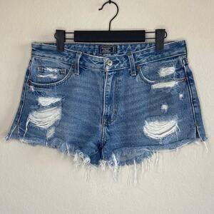 Abercrombie Low Rise Short Distressed Cutoff Denim Shorts Med/Dark - Size 29/8